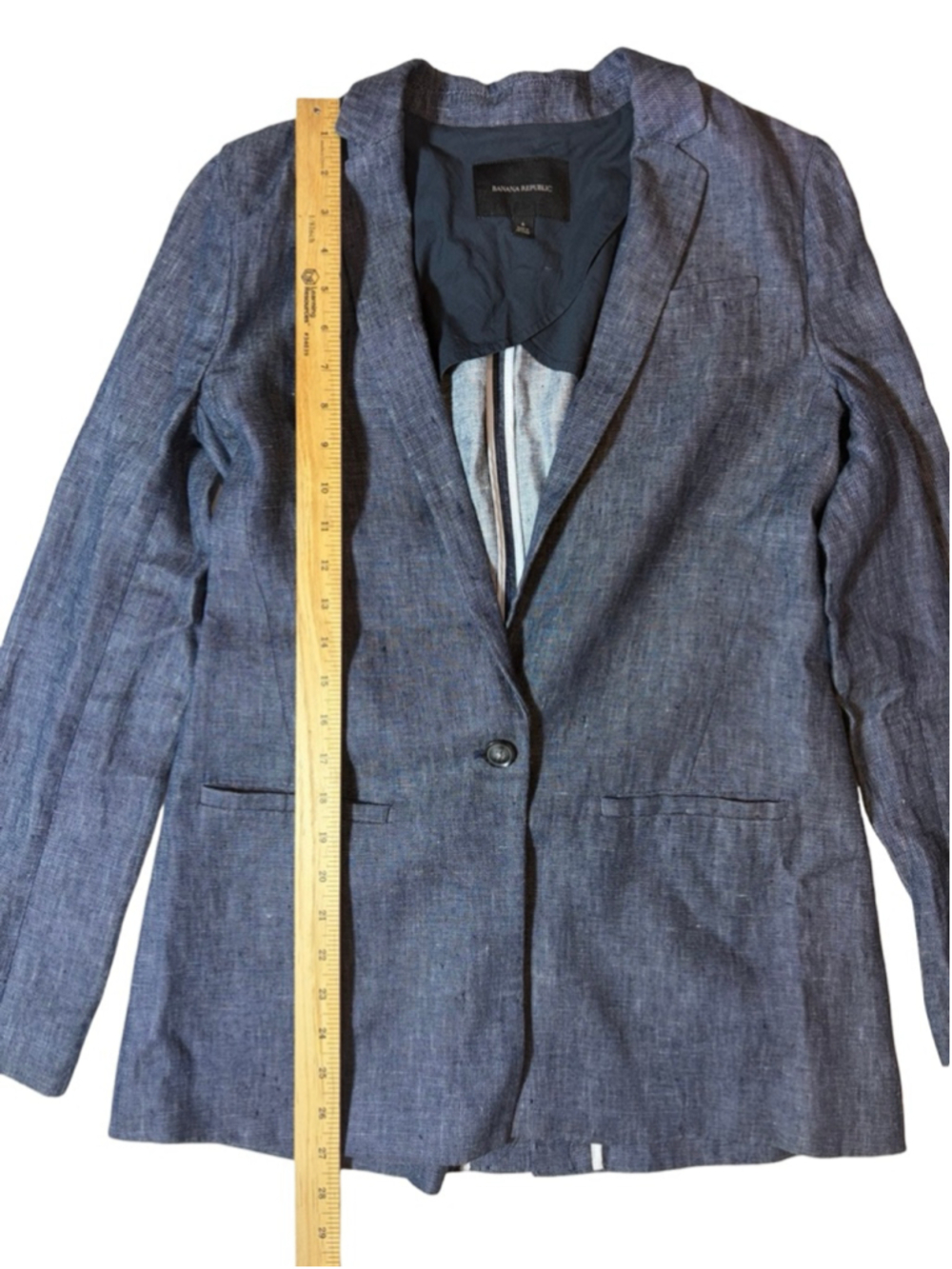 Banana Republic Linen Blazer 6 Blue Chambray One Button Jacket - Picture 2 of 8